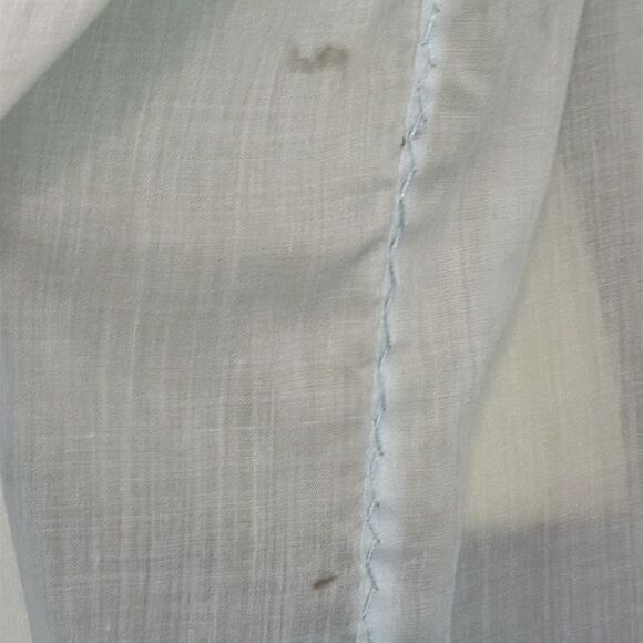 Vtg  70s Boho Festival Light Blue Eyelet Lace  Embroidered Long Sleeve Blouse - Picture 4 of 7